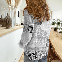 Hawaii Hibiscus With White Polynesian Pattern Women Casual Shirt LT05 - Polynesian Pride