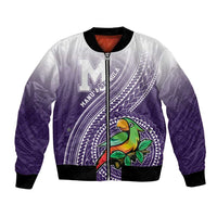 Personalized Manua High School Bomber Jacket Polynesian Tribal Pattern LT05 Unisex Purple - Polynesian Pride