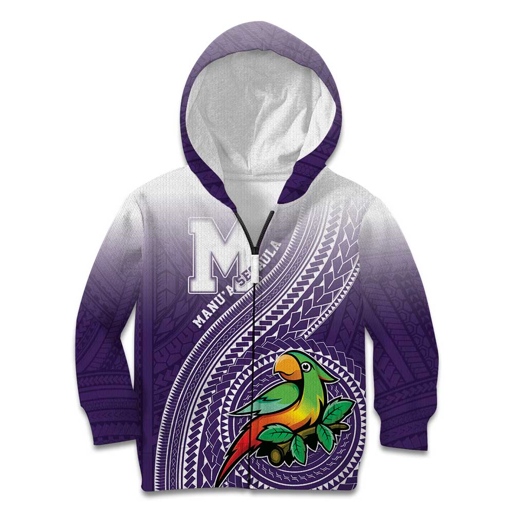Personalized Manua High School Kid Hoodie Polynesian Tribal Pattern LT05 Zip Hoodie Purple - Polynesian Pride