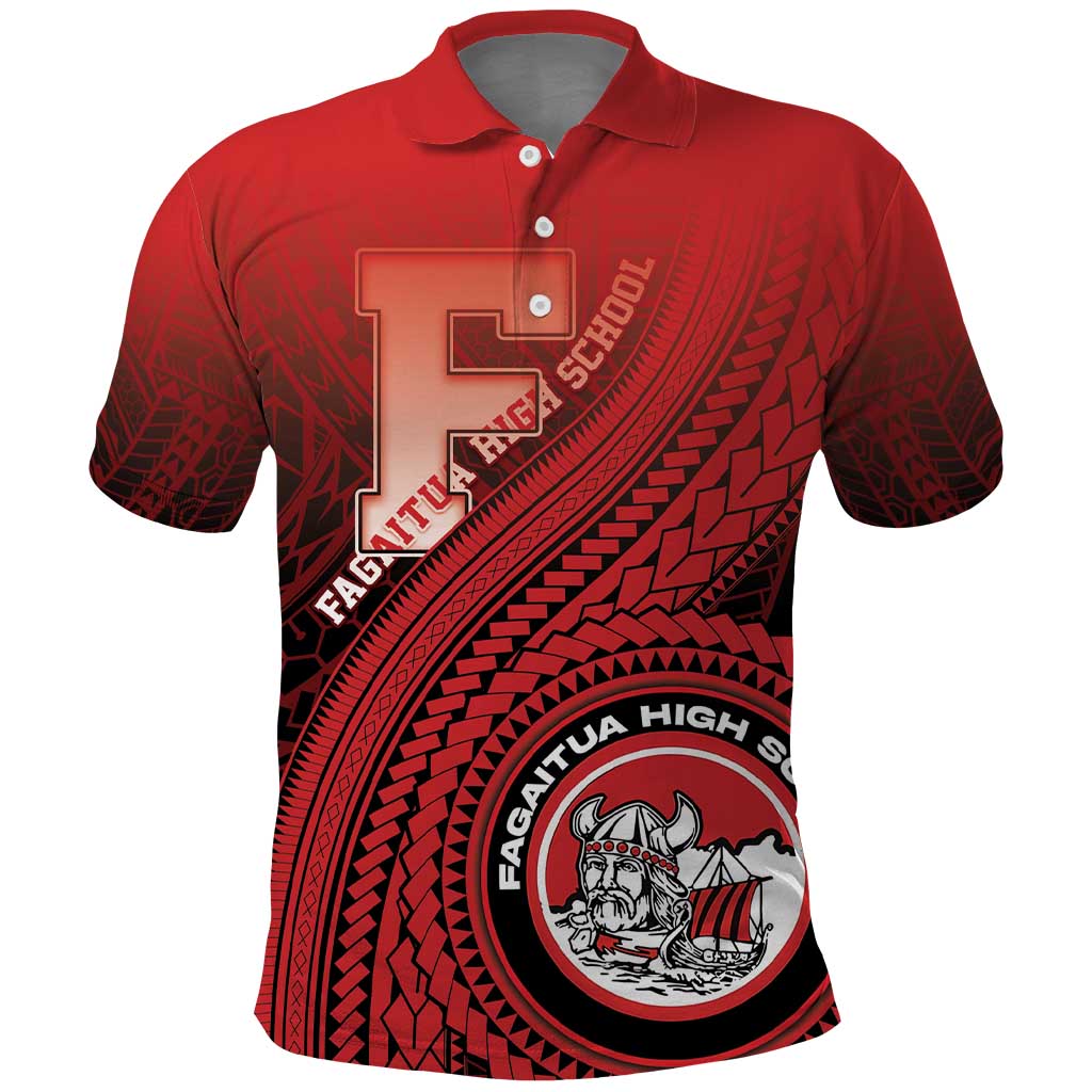 Personalized Fagaitua High School Polo Shirt Polynesian Tribal Pattern LT05 Red - Polynesian Pride
