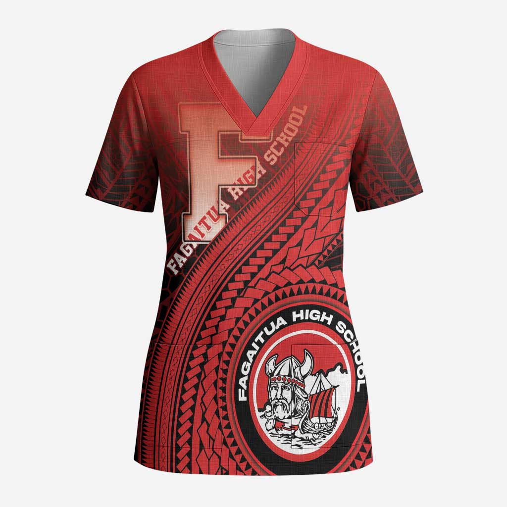 Personalized Fagaitua High School Scrub Top Polynesian Tribal Pattern LT05 Adult Red - Polynesian Pride