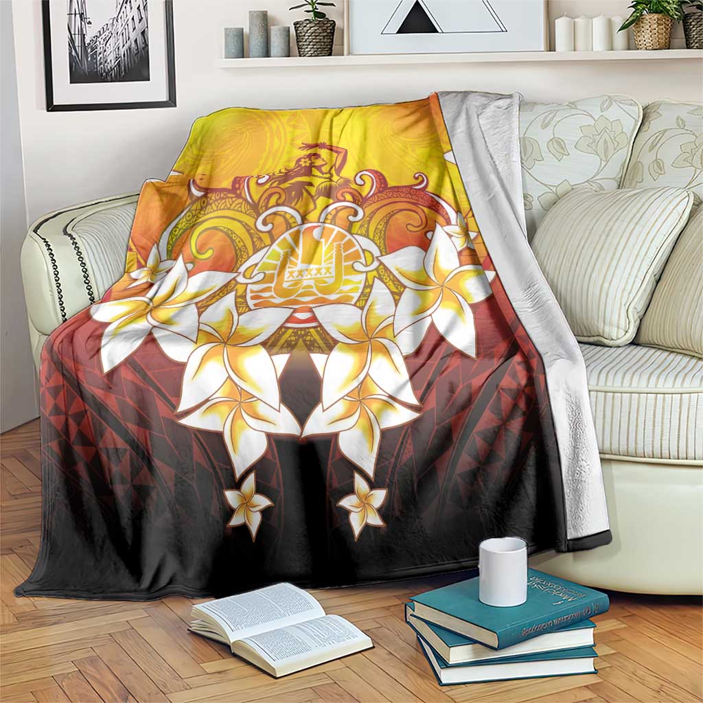 Tahiti Heiva Festival Blanket Tahitian Vahine Plumeria Flowers LT05 Yellow - Polynesian Pride