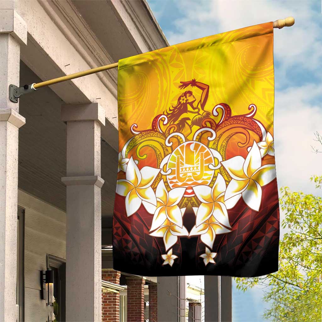 Tahiti Heiva Festival Garden Flag Tahitian Vahine Plumeria Flowers LT05 House Flag Yellow - Polynesian Pride