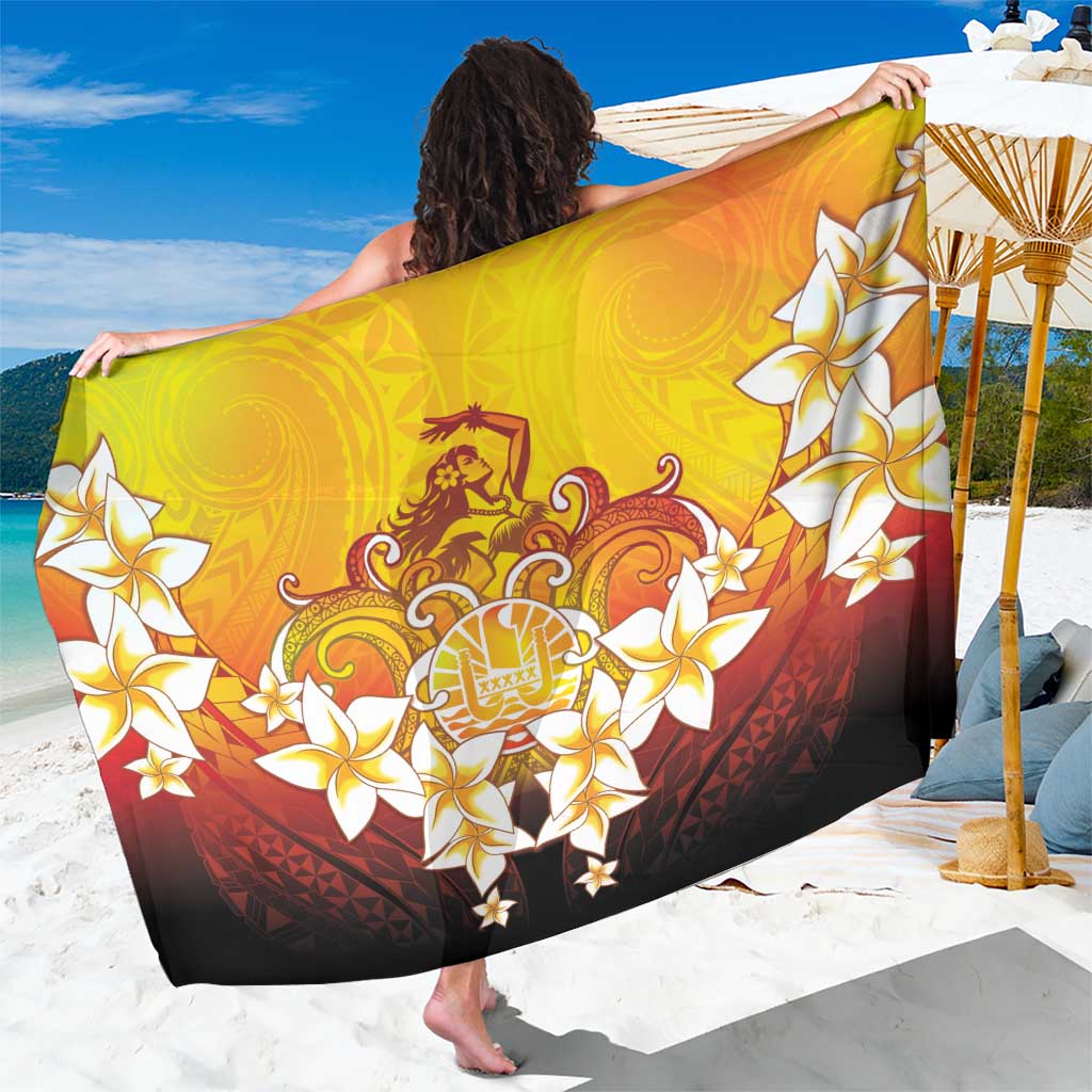 Tahiti Heiva Festival Sarong Tahitian Vahine Plumeria Flowers LT05 One Size 44 x 66 inches Yellow - Polynesian Pride