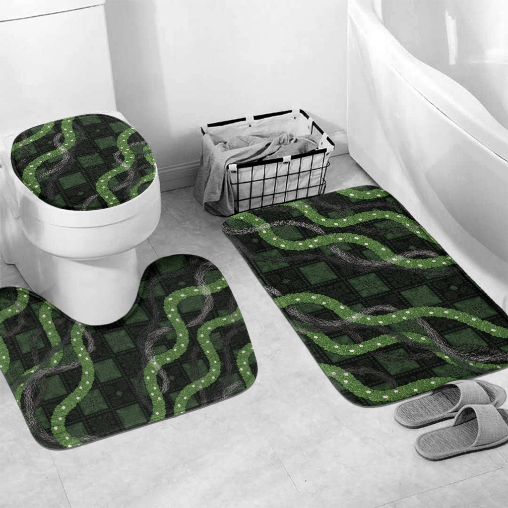 Hawaiian Quilt Bathroom Set Pele Hair Hinahina Lei Black Version LT05 Mat Set Only (3 pcs) One Size Black - Polynesian Pride