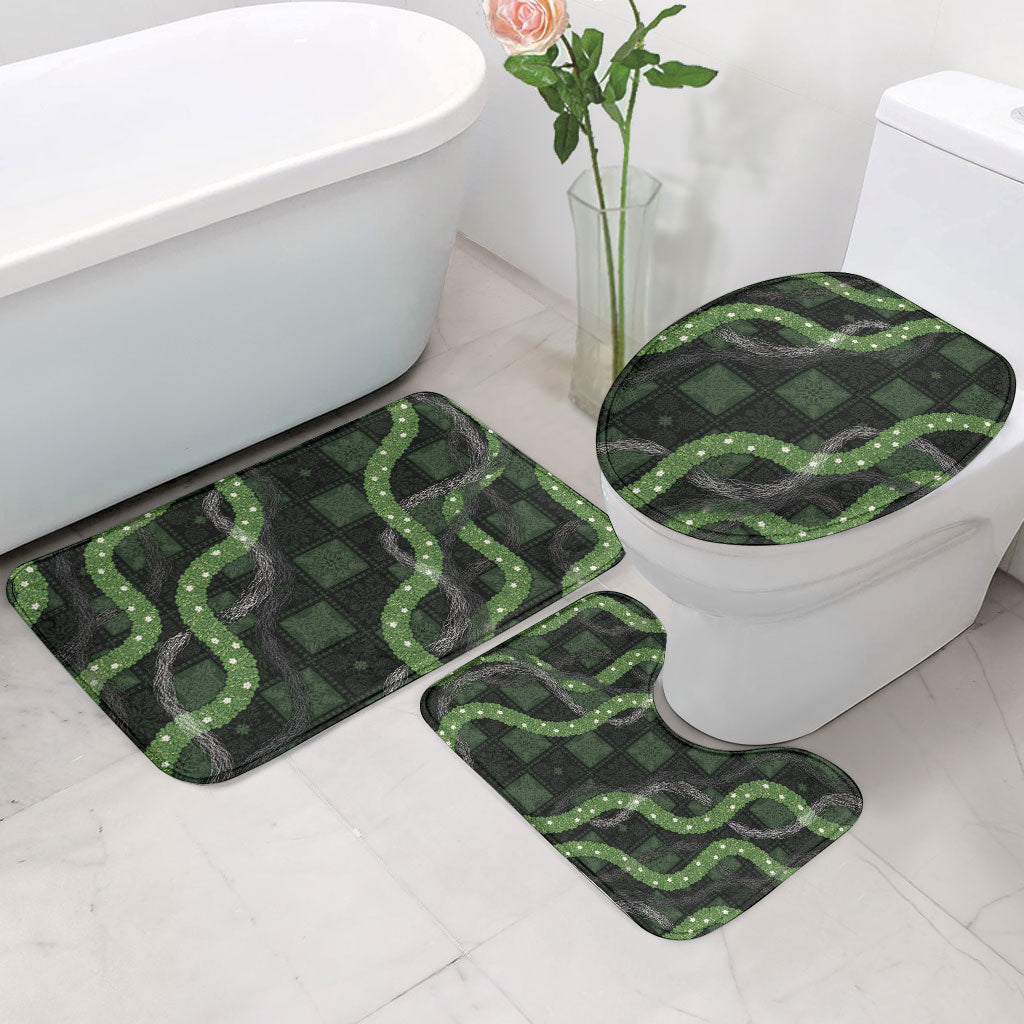 Hawaiian Quilt Bathroom Set Pele Hair Hinahina Lei Black Version LT05 - Polynesian Pride