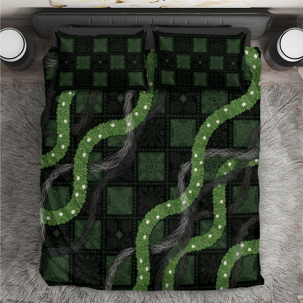 Hawaiian Quilt Bedding Set Pele Hair Hinahina Lei Black Version LT05 Black - Polynesian Pride