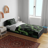 Hawaiian Quilt Bedding Set Pele Hair Hinahina Lei Black Version LT05 - Polynesian Pride