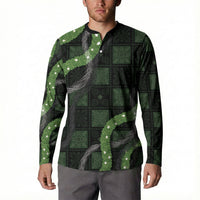 Hawaiian Quilt Button Sweatshirt Pele Hair Hinahina Lei Black Version LT05 - Polynesian Pride