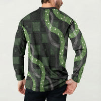 Hawaiian Quilt Button Sweatshirt Pele Hair Hinahina Lei Black Version LT05 - Polynesian Pride