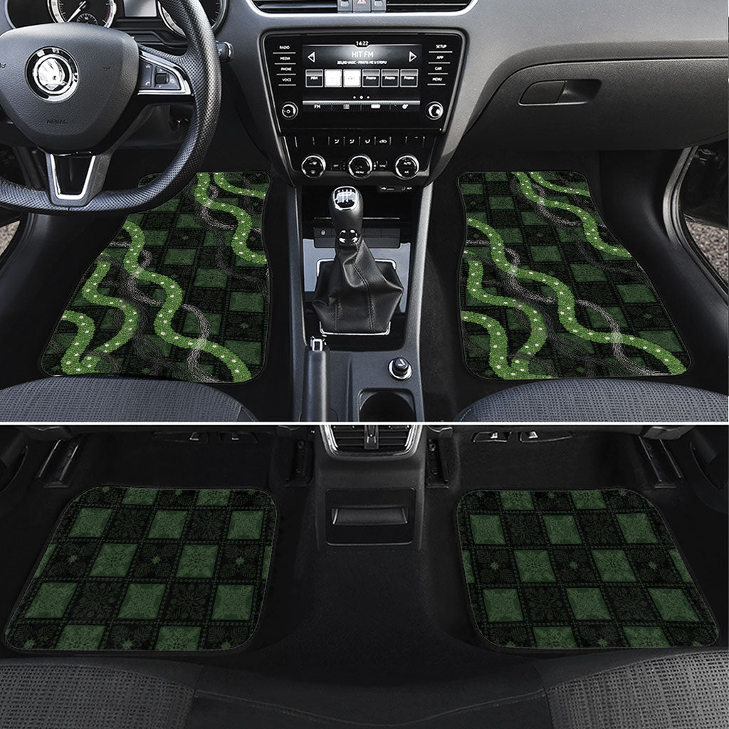 Hawaiian Quilt Car Mats Pele Hair Hinahina Lei Black Version LT05 Set 4pcs Black - Polynesian Pride