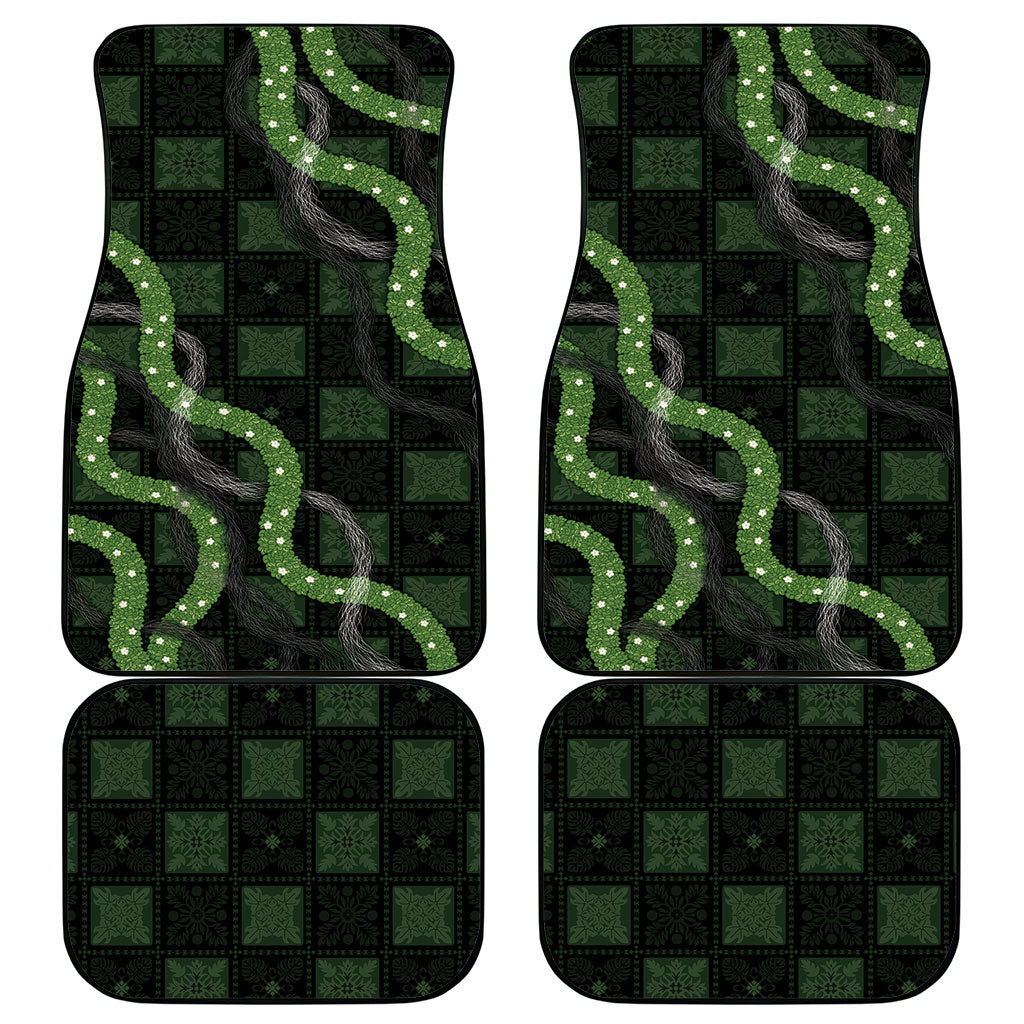 Hawaiian Quilt Car Mats Pele Hair Hinahina Lei Black Version LT05 - Polynesian Pride