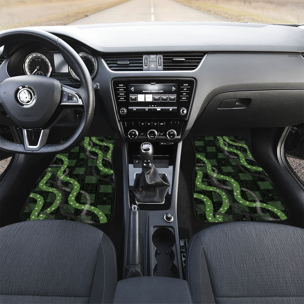 Hawaiian Quilt Car Mats Pele Hair Hinahina Lei Black Version LT05 Set 2pcs - Front Black - Polynesian Pride
