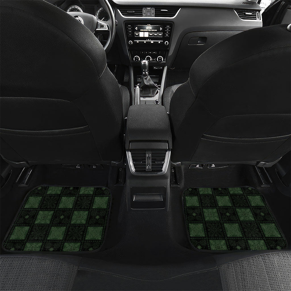 Hawaiian Quilt Car Mats Pele Hair Hinahina Lei Black Version LT05 Set 2pcs - Back Black - Polynesian Pride