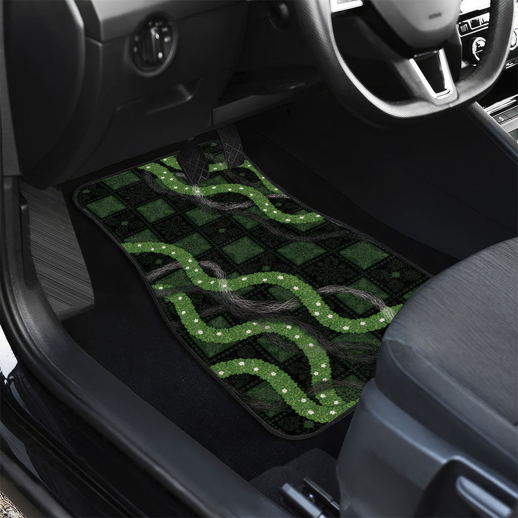 Hawaiian Quilt Car Mats Pele Hair Hinahina Lei Black Version LT05 - Polynesian Pride