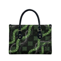 Hawaiian Quilt Leather Bag Pele Hair Hinahina Lei Black Version LT05 - Polynesian Pride