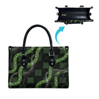 Hawaiian Quilt Leather Bag Pele Hair Hinahina Lei Black Version LT05 - Polynesian Pride