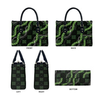 Hawaiian Quilt Leather Bag Pele Hair Hinahina Lei Black Version LT05 - Polynesian Pride
