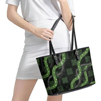Hawaiian Quilt Leather Tote Bag Pele Hair Hinahina Lei Black Version LT05 - Polynesian Pride