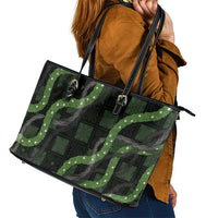 Hawaiian Quilt Leather Tote Bag Pele Hair Hinahina Lei Black Version LT05 - Polynesian Pride
