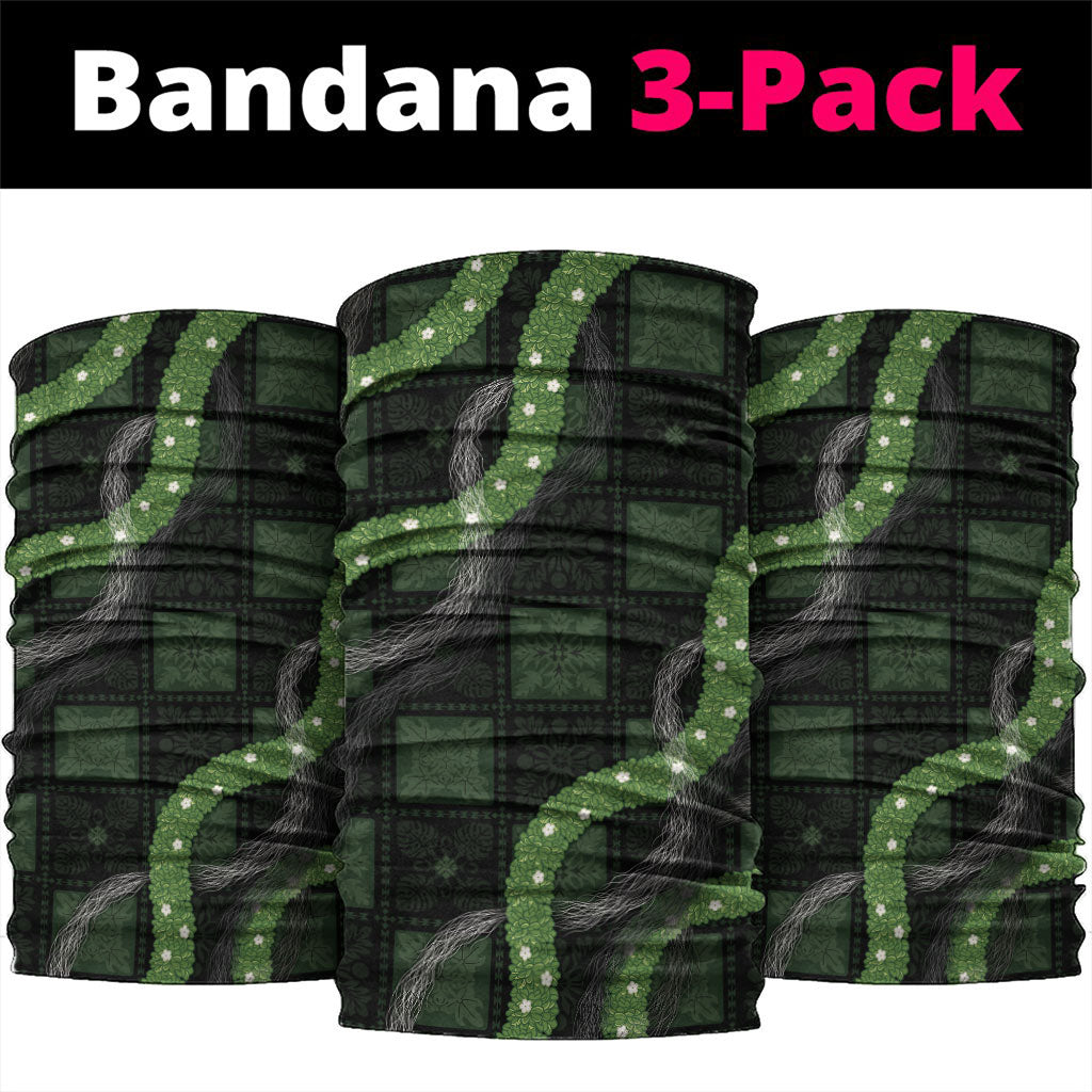 Hawaiian Quilt Neck Gaiter Pele Hair Hinahina Lei Black Version LT05 package One Size: 25*50cm Black - Polynesian Pride