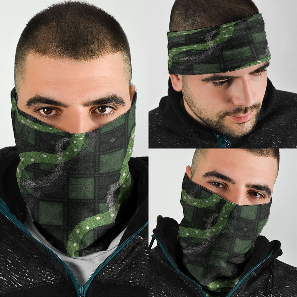 Hawaiian Quilt Neck Gaiter Pele Hair Hinahina Lei Black Version LT05 - Polynesian Pride