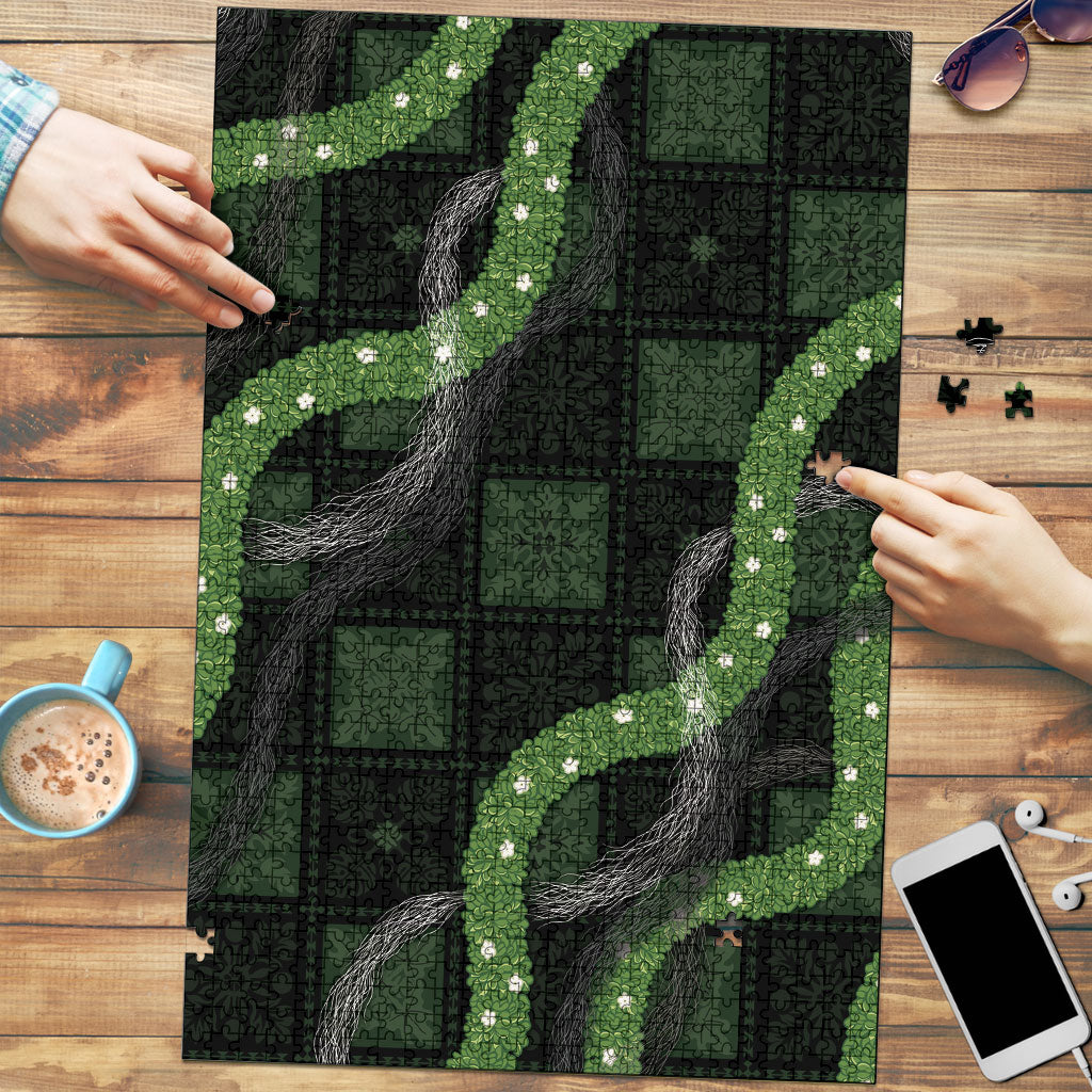Hawaiian Quilt Puzzle Pele Hair Hinahina Lei Black Version LT05 Black - Polynesian Pride