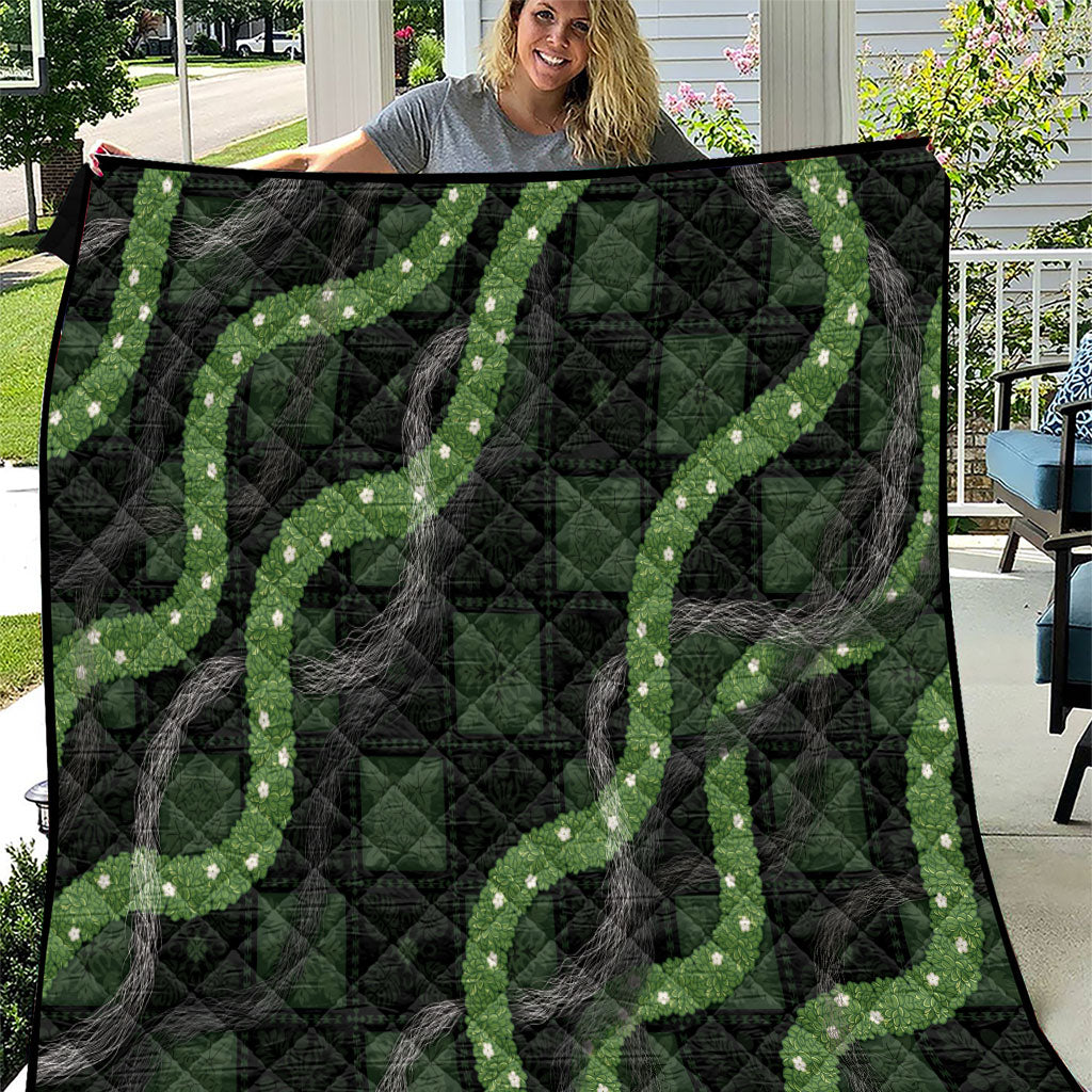 Hawaiian Quilt Quilt Pele Hair Hinahina Lei Black Version LT05 Black - Polynesian Pride