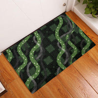 Hawaiian Quilt Rubber Doormat Pele Hair Hinahina Lei Black Version LT05 - Polynesian Pride