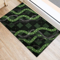 Hawaiian Quilt Rubber Doormat Pele Hair Hinahina Lei Black Version LT05 - Polynesian Pride