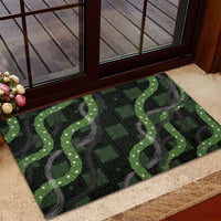 Hawaiian Quilt Rubber Doormat Pele Hair Hinahina Lei Black Version LT05 - Polynesian Pride