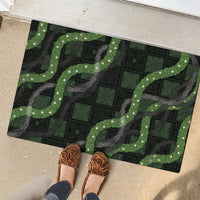 Hawaiian Quilt Rubber Doormat Pele Hair Hinahina Lei Black Version LT05 - Polynesian Pride