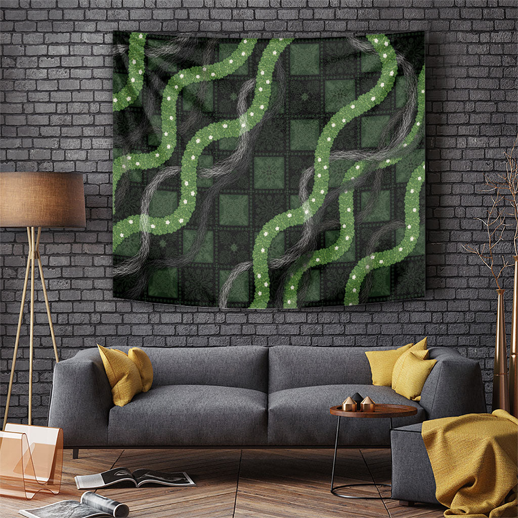 Hawaiian Quilt Tapestry Pele Hair Hinahina Lei Black Version LT05 Black - Polynesian Pride