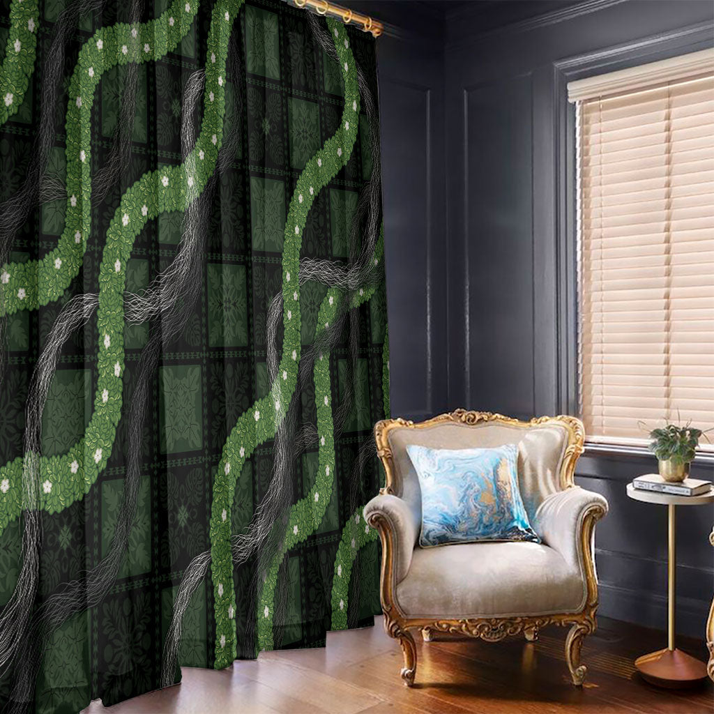 Hawaiian Quilt Window Curtain Pele Hair Hinahina Lei Black Version LT05 - Polynesian Pride