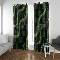 Hawaiian Quilt Window Curtain Pele Hair Hinahina Lei Black Version LT05 With Grommets Black - Polynesian Pride