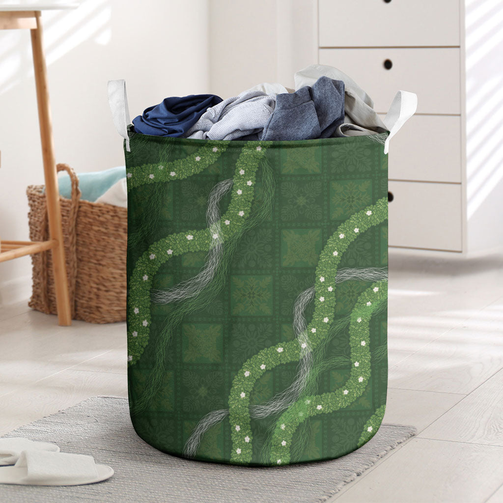 Hawaiian Quilt Laundry Basket Pele Hair Hinahina Lei Green Version LT05 Green - Polynesian Pride