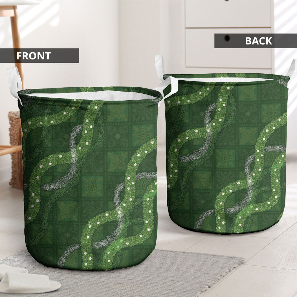 Hawaiian Quilt Laundry Basket Pele Hair Hinahina Lei Green Version LT05 - Polynesian Pride