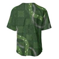 Hawaiian Quilt Baseball Jersey Pele Hair Hinahina Lei Green Version LT05 - Polynesian Pride
