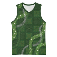 Hawaiian Quilt Basketball Jersey Pele Hair Hinahina Lei Green Version LT05 Unisex Green - Polynesian Pride