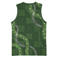 Hawaiian Quilt Basketball Jersey Pele Hair Hinahina Lei Green Version LT05 - Polynesian Pride