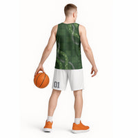 Hawaiian Quilt Basketball Jersey Pele Hair Hinahina Lei Green Version LT05 - Polynesian Pride