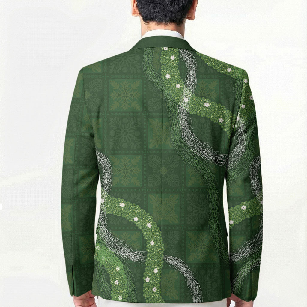 Hawaiian Quilt Blazer Pele Hair Hinahina Lei Green Version LT05 - Polynesian Pride