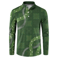 Hawaiian Quilt Button Sweatshirt Pele Hair Hinahina Lei Green Version LT05 Green - Polynesian Pride
