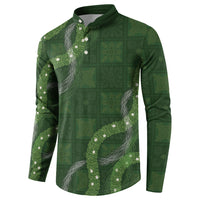 Hawaiian Quilt Button Sweatshirt Pele Hair Hinahina Lei Green Version LT05 - Polynesian Pride