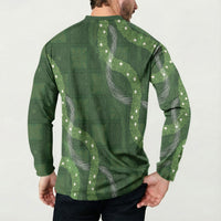 Hawaiian Quilt Button Sweatshirt Pele Hair Hinahina Lei Green Version LT05 - Polynesian Pride