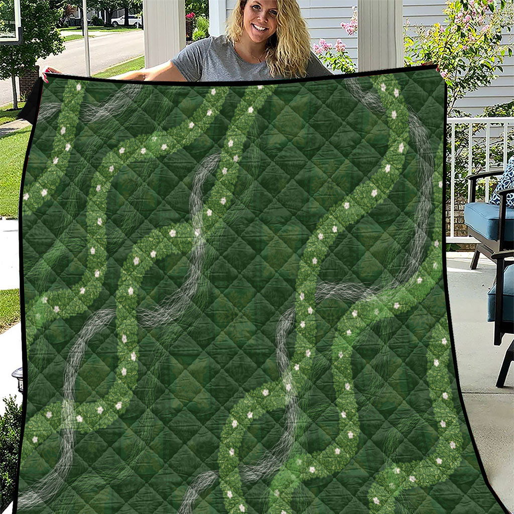 Hawaiian Quilt Quilt Pele Hair Hinahina Lei Green Version LT05 Green - Polynesian Pride