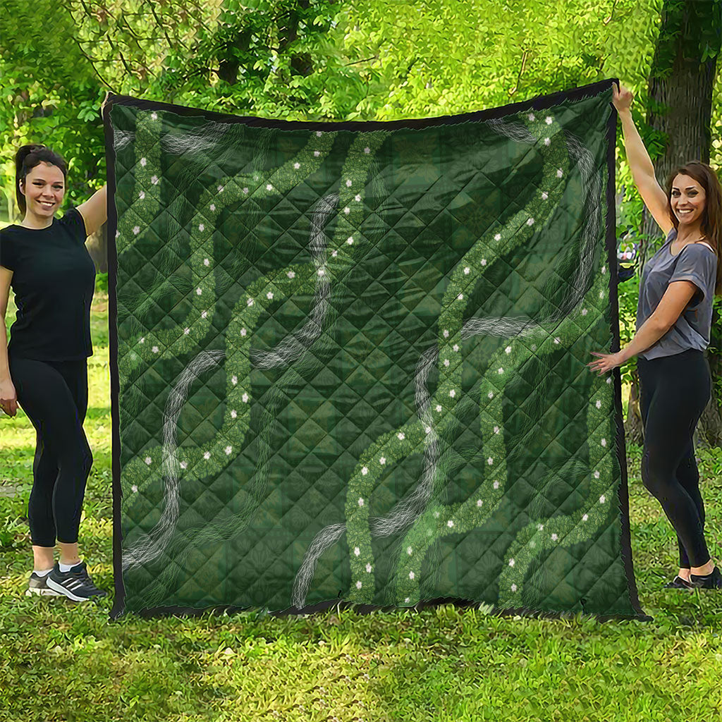 Hawaiian Quilt Quilt Pele Hair Hinahina Lei Green Version LT05 - Polynesian Pride