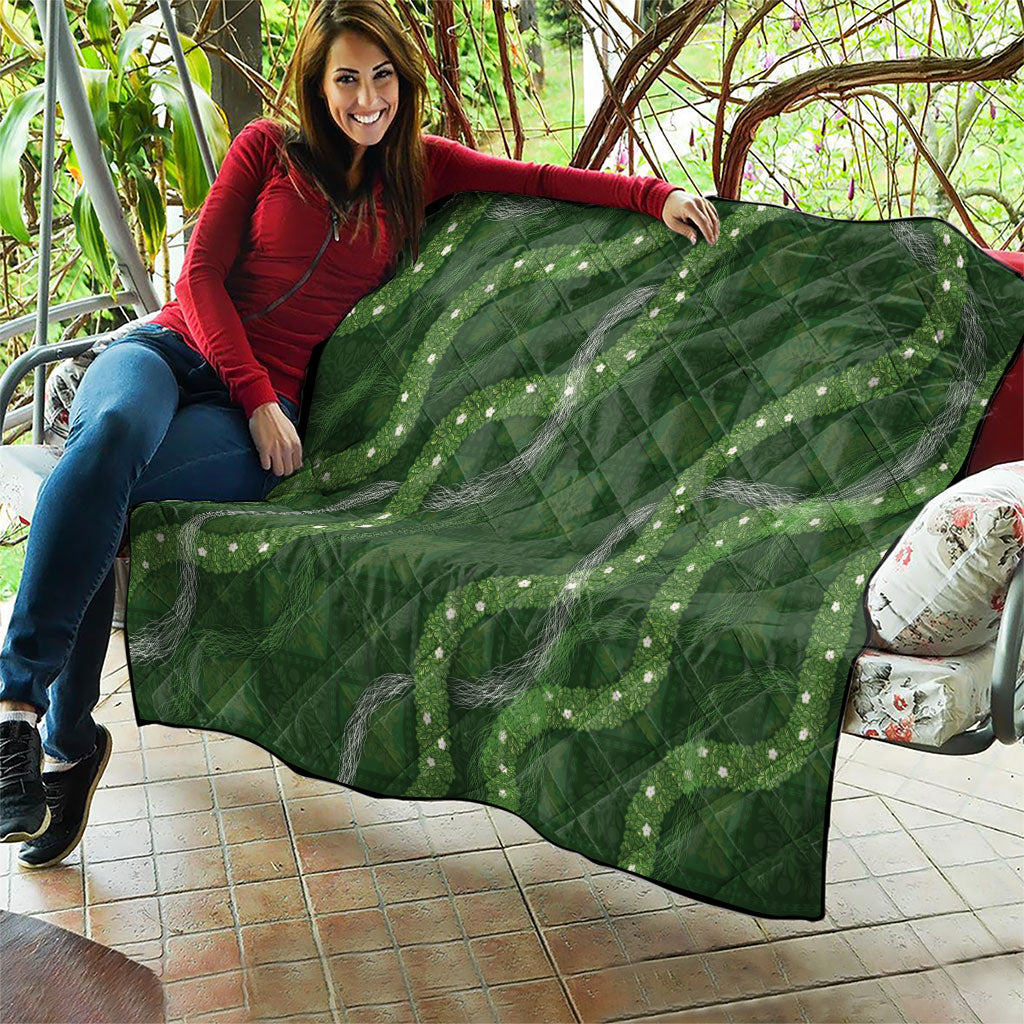Hawaiian Quilt Quilt Pele Hair Hinahina Lei Green Version LT05 - Polynesian Pride