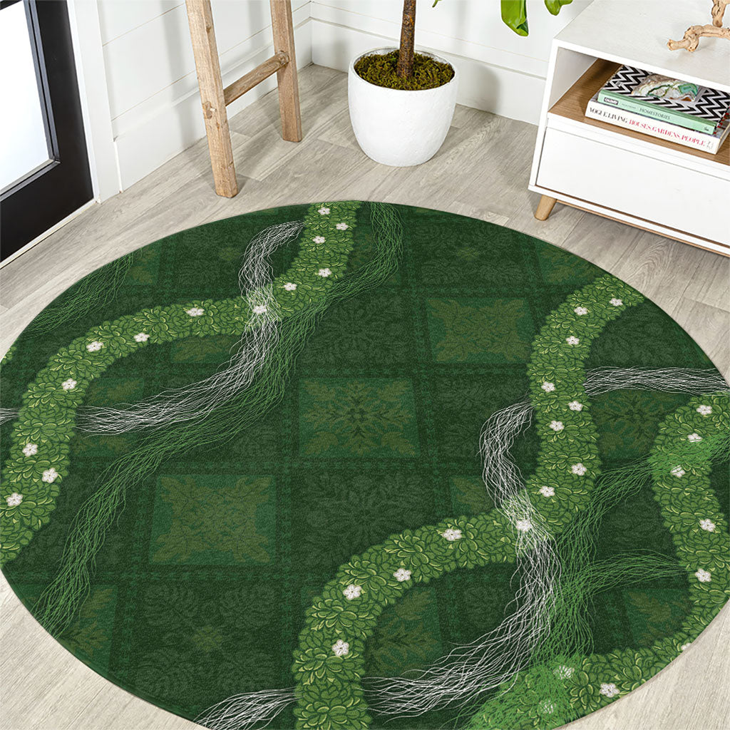 Hawaiian Quilt Round Carpet Pele Hair Hinahina Lei Green Version LT05 Green - Polynesian Pride