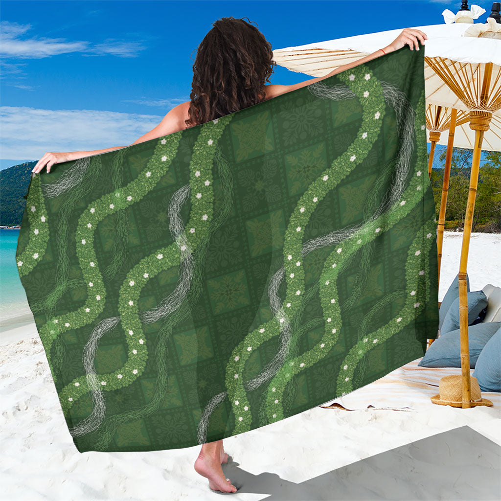 Hawaiian Quilt Sarong Pele Hair Hinahina Lei Green Version LT05 One Size 44 x 66 inches Green - Polynesian Pride